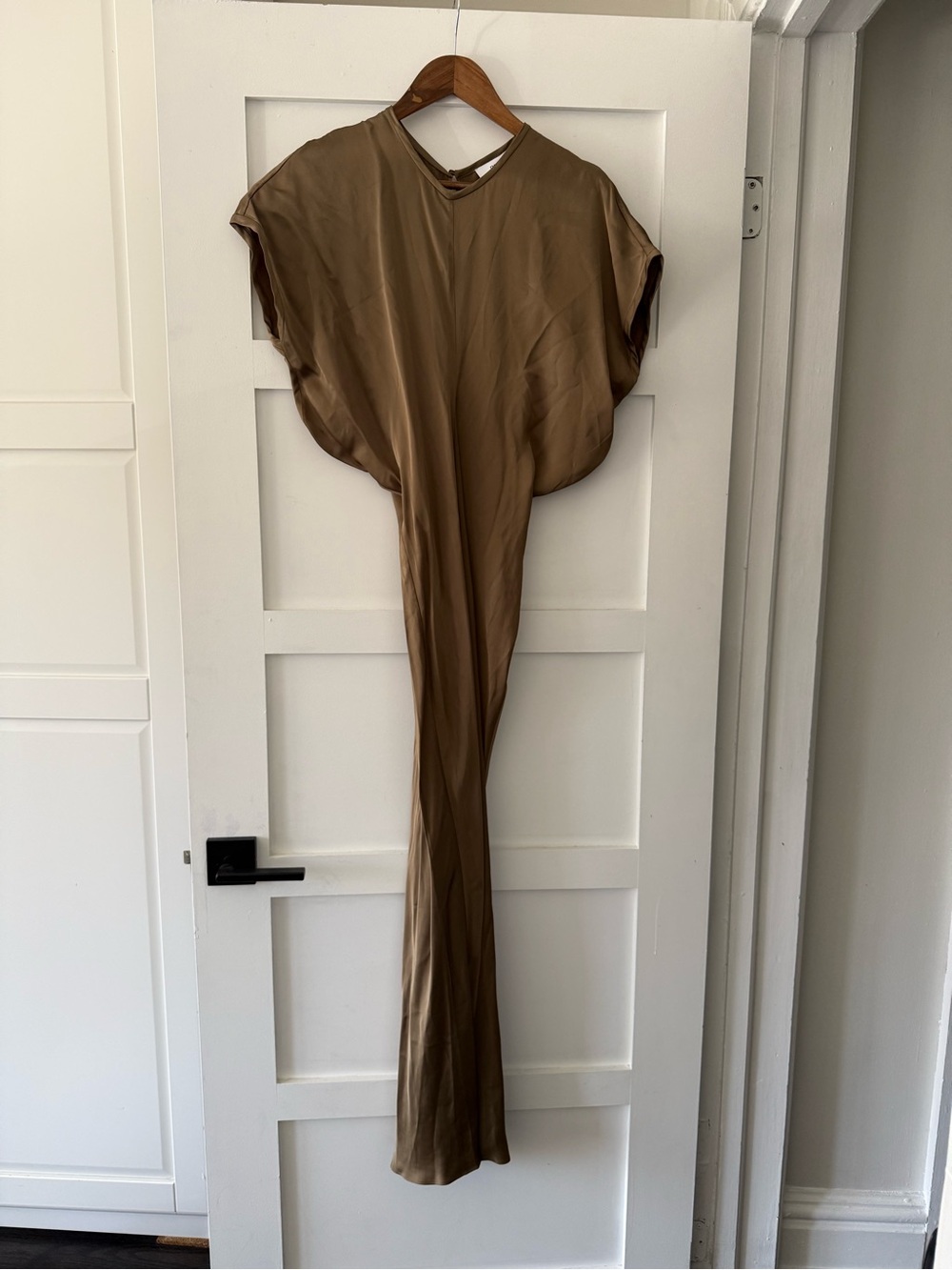 Reiss Olive Brown Silk Maxi Dress